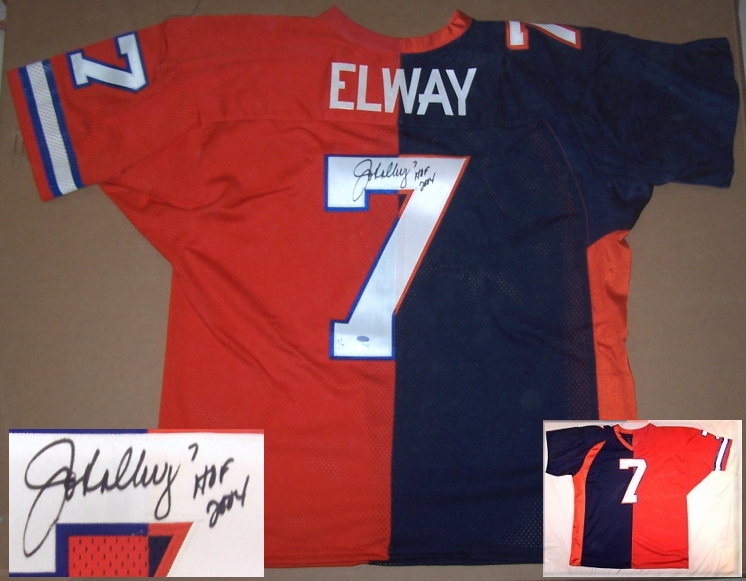 JOHN ELWAY Insc HOF Half&Half BRONCOS Jersey LE7!MM COA